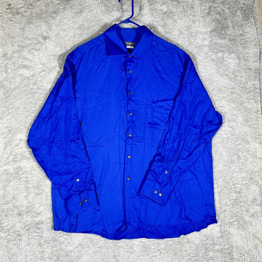Van Heusen Mens‎ Royal Blue Regular Fit Stretch Dress Shirt 18 34-35 DR20142980